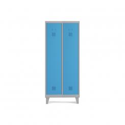 Rocada taquilla 300 2 módulos 1 puerta cuerpo gris 7035 + puerta azul RAL5009