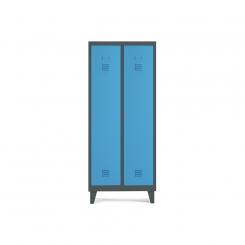 Rocada taquilla 300 2 módulos 1 puerta cuerpo gris oscuro RAL7016 + puerta azul RAL5009