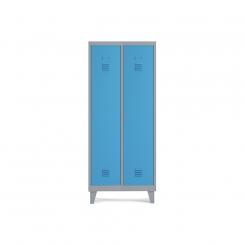 Rocada taquilla 300 2 módulos 1 puerta cuerpo gris RAL9006 + puerta azul RAL5009