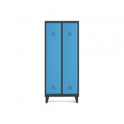 Rocada taquilla 300 2 módulos 1 puerta cuerpo negro RAL9005 + puerta azul RAL5009