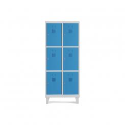 Rocada taquilla 300 2 módulos 3 puertas cuerpo blanco RAL9010 + puertas azul RAL5009