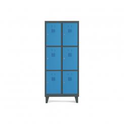 Rocada taquilla 300 2 módulos 3 puertas cuerpo gris oscuro RAL7016 + puertas azul RAL5009