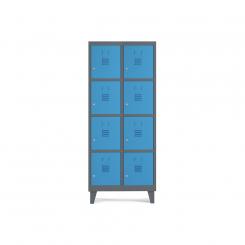 Rocada taquilla 300 2 módulos 4 puertas cuerpo antracita RAL7015 + puertas azul RAL5009