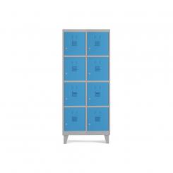 Rocada taquilla 300 2 módulos 4 puertas cuerpo gris 7035 + puertas azul RAL5009