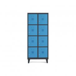 Rocada taquilla 300 2 módulos 4 puertas cuerpo negro RAL9005 + puertas azul RAL5009