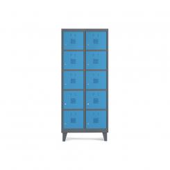 Rocada taquilla 300 2 módulos 5 puertas cuerpo antracita RAL7015 + puertas azul RAL5009