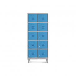 Rocada taquilla 300 2 módulos 5 puertas cuerpo gris 7035 + puertas azul RAL5009