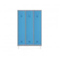Rocada taquilla 300 3 módulos 1 puerta cuerpo gris RAL9006 + puerta azul RAL5009