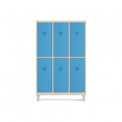 Rocada taquilla 300 3 módulos 2 puertas cuerpo arena + puertas azul RAL5009