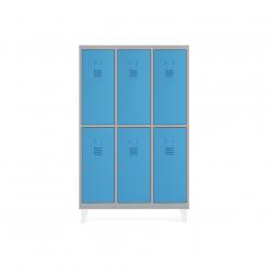 Rocada taquilla 300 3 módulos 2 puertas cuerpo gris 7035 + puertas azul RAL5009