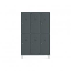 Rocada taquilla 300 3 módulos 2 puertas cuerpo gris oscuro RAL7016 + puertas azul RAL5009