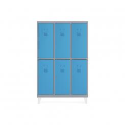 Rocada taquilla 300 3 módulos 2 puertas cuerpo gris RAL9006 + puertas azul RAL5009