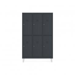 Rocada taquilla 300 3 módulos 2 puertas cuerpo negro RAL9005 + puertas azul RAL5009