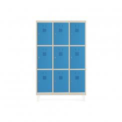 Rocada taquilla 300 3 módulos 3 puertas cuerpo arena + puertas azul RAL5009