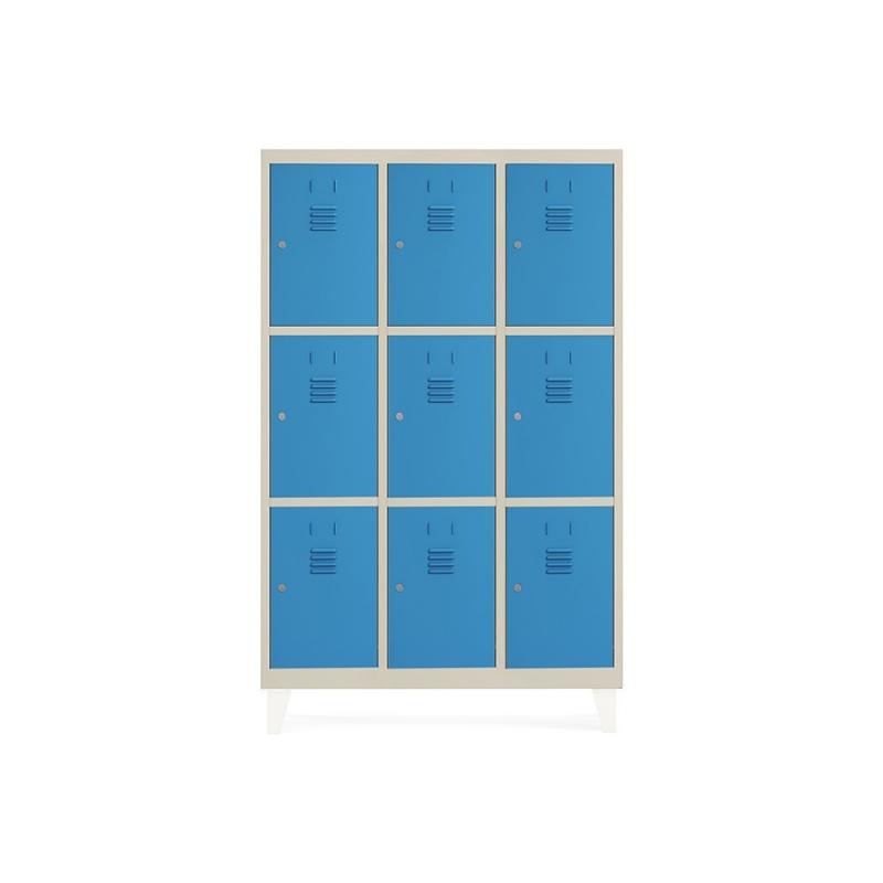 Rocada taquilla 300 3 módulos 3 puertas cuerpo arena + puertas azul RAL5009