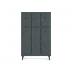 Rocada taquilla 300 3 módulos 3 puertas cuerpo gris oscuro RAL7016 + puertas gris oscuro RAL7016