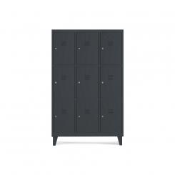 Rocada taquilla 300 3 módulos 3 puertas cuerpo negro RAL9005 + puertas negro RAL9005