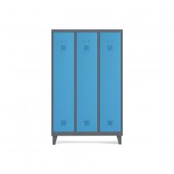 Rocada taquilla 300 3 módulos 4 puertas cuerpo antracita RAL7015 + puertas azul RAL5009