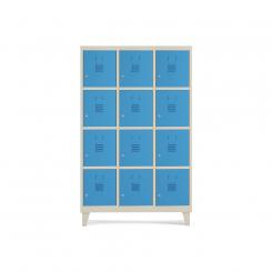 Rocada taquilla 300 3 módulos 4 puertas cuerpo arena + puertas azul RAL5009