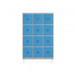 Rocada taquilla 300 3 módulos 4 puertas cuerpo gris 7035 + puertas azul RAL5009