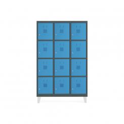 Rocada taquilla 300 3 módulos 4 puertas cuerpo gris oscuro RAL7016 + puertas azul RAL5009