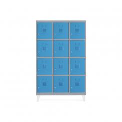 Rocada taquilla 300 3 módulos 4 puertas cuerpo gris RAL9006 + puertas azul RAL5009