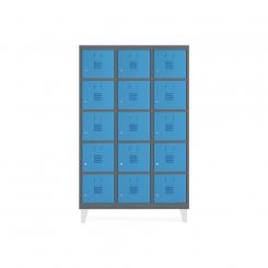 Rocada taquilla 300 3 módulos 5 puertas cuerpo antracita RAL7015 + puertas azul RAL5009