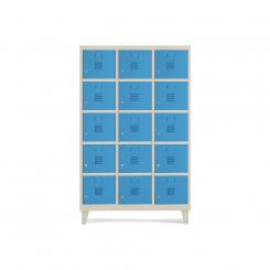 Rocada taquilla 300 3 módulos 5 puertas cuerpo arena + puertas azul RAL5009