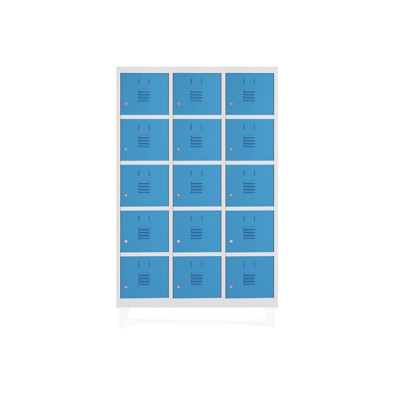 Rocada taquilla 300 3 módulos 5 puertas cuerpo blanco RAL9003 + puertas azul RAL5009