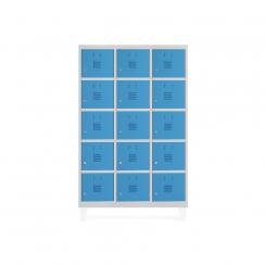 Rocada taquilla 300 3 módulos 5 puertas cuerpo blanco RAL9010 + puertas azul RAL5009