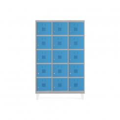 Rocada taquilla 300 3 módulos 5 puertas cuerpo gris 7035 + puertas azul RAL5009