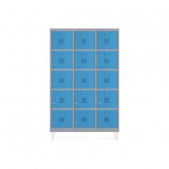 Rocada taquilla 300 3 módulos 5 puertas cuerpo gris RAL9006 + puertas azul RAL5009
