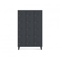 Rocada taquilla 300 3 módulos 5 puertas cuerpo negro RAL9005 + puertas negro RAL9005