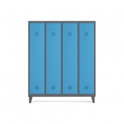 Rocada taquilla 300 4 módulos 1 puerta cuerpo antracita RAL7015 + puerta azul RAL5009