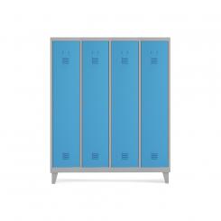 Rocada taquilla 300 4 módulos 1 puerta cuerpo gris 7035 + puerta azul RAL5009