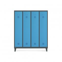 Rocada taquilla 300 4 módulos 1 puerta cuerpo gris oscuro RAL7016 + puerta azul RAL5009