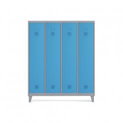 Rocada taquilla 300 4 módulos 1 puerta cuerpo gris RAL9006 + puerta azul RAL5009