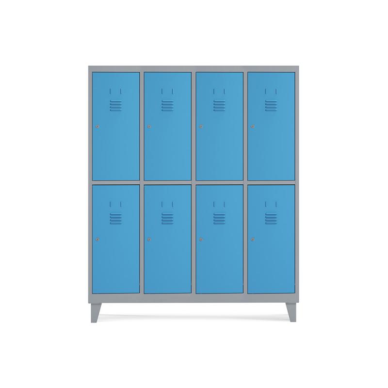 rocada-taquilla-300-4-modulos-2-puertas-cuerpo-gris-ral9006-puertas-azul-ral5009