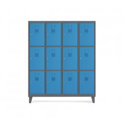 Rocada taquilla 300 4 módulos 3 puertas cuerpo antracita RAL7015 + puertas azul RAL5009