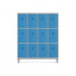 Rocada taquilla 300 4 módulos 3 puertas cuerpo gris 7035 + puertas azul RAL5009