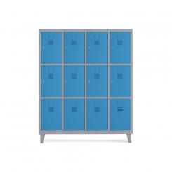 Rocada taquilla 300 4 módulos 3 puertas cuerpo gris RAL9006 + puertas azul RAL5009