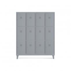 Rocada taquilla 300 4 módulos 3 puertas cuerpo gris RAL9006 + puertas gris RAL9006