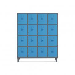 Rocada taquilla 300 4 módulos 4 puertas cuerpo antracita RAL7015 + puertas azul RAL5009