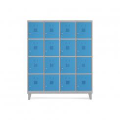 Rocada taquilla 300 4 módulos 4 puertas cuerpo gris 7035 + puertas azul RAL5009
