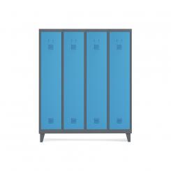 Rocada taquilla 300 4 módulos 4 puertas cuerpo gris oscuro RAL7016 + puertas azul RAL5009