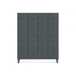 Rocada taquilla 300 4 módulos 4 puertas cuerpo gris oscuro RAL7016 + puertas gris oscuro RAL7016
