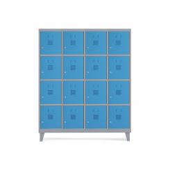 Rocada taquilla 300 4 módulos 4 puertas cuerpo gris RAL9006 + puertas azul RAL5009