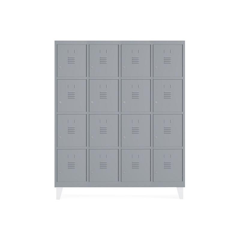 Rocada taquilla 300 4 módulos 4 puertas cuerpo gris RAL9006 + puertas gris RAL9006