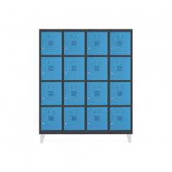 Rocada taquilla 300 4 módulos 4 puertas cuerpo negro RAL9005 + puertas azul RAL5009