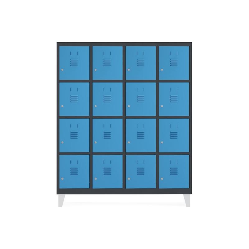 Rocada taquilla 300 4 módulos 4 puertas cuerpo negro RAL9005 + puertas azul RAL5009